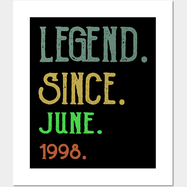 Legend Since June 1998 21th Birthday 21 Years Old Shirt Wall Art by Trendy_Designs